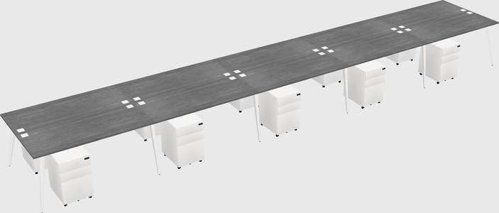 Shared rectangular office desk system