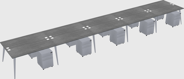 Shared rectangular office desk system