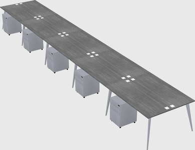 Shared rectangular office desk system