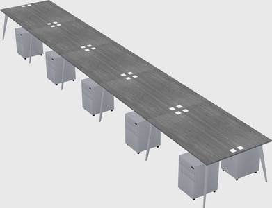 Shared rectangular office desk system