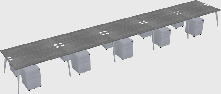 Shared rectangular office desk system