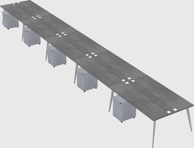 Shared rectangular office desk system