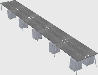 Shared rectangular office desk system