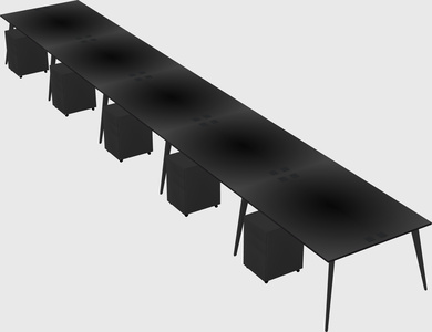 Shared rectangular office desk system