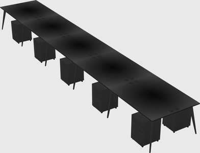 Shared rectangular office desk system