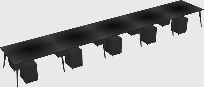 Shared rectangular office desk system