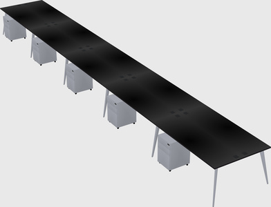 Shared rectangular office desk system