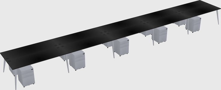 Shared rectangular office desk system