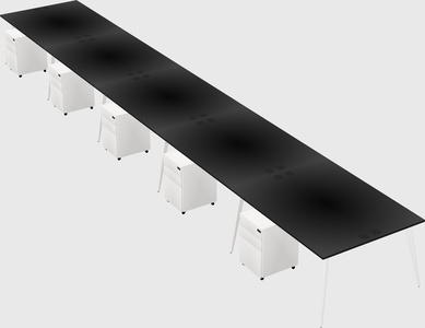 Shared rectangular office desk system
