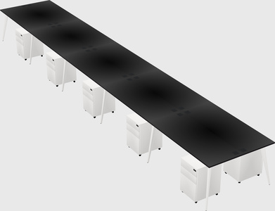 Shared rectangular office desk system