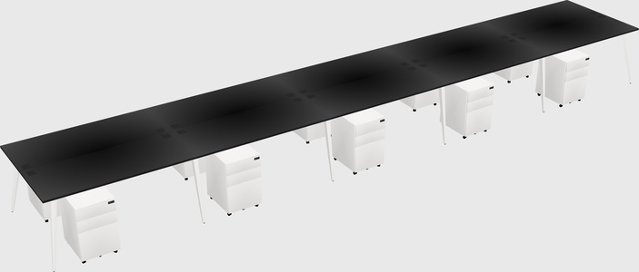 Shared rectangular office desk system