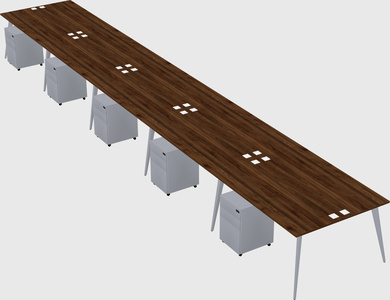 Shared rectangular office desk system