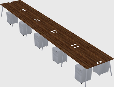 Shared rectangular office desk system