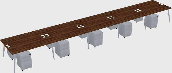 Shared rectangular office desk system