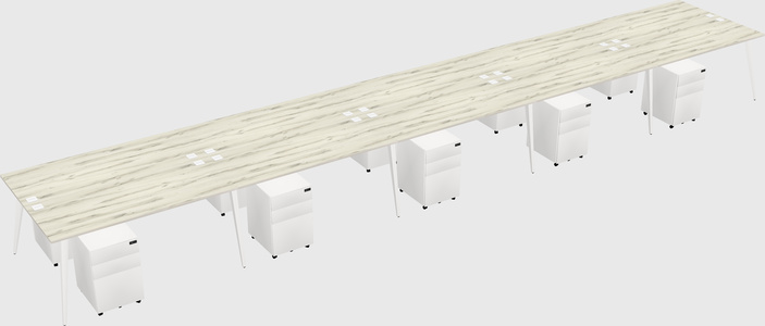 Shared rectangular office desk system