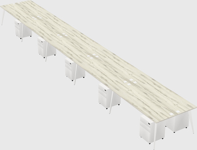 Shared rectangular office desk system