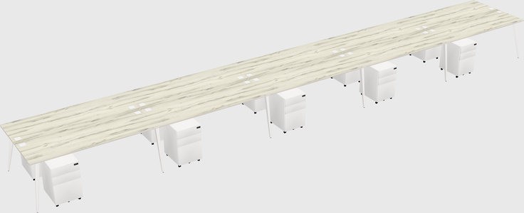 Shared rectangular office desk system