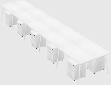 Shared rectangular office desk system