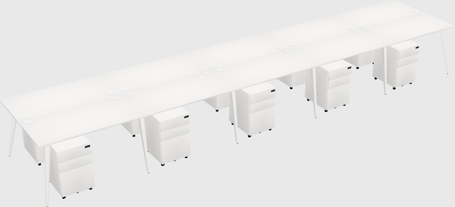 Shared rectangular office desk system