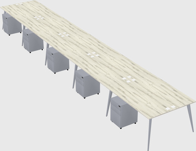 Shared rectangular office desk system