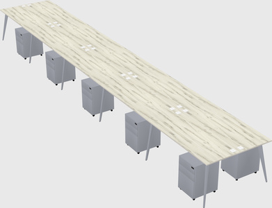 Shared rectangular office desk system