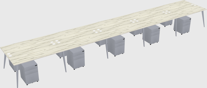 Shared rectangular office desk system