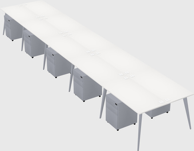 Shared rectangular office desk system
