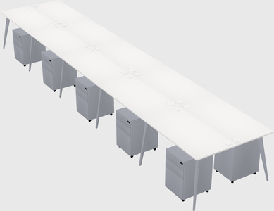 Shared rectangular office desk system