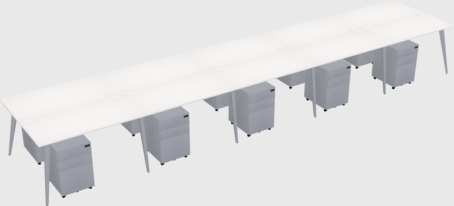 Shared rectangular office desk system