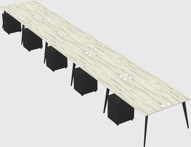Shared rectangular office desk system