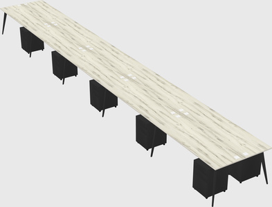 Shared rectangular office desk system