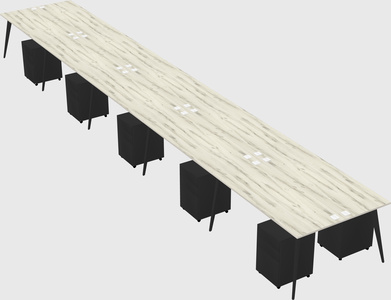 Shared rectangular office desk system