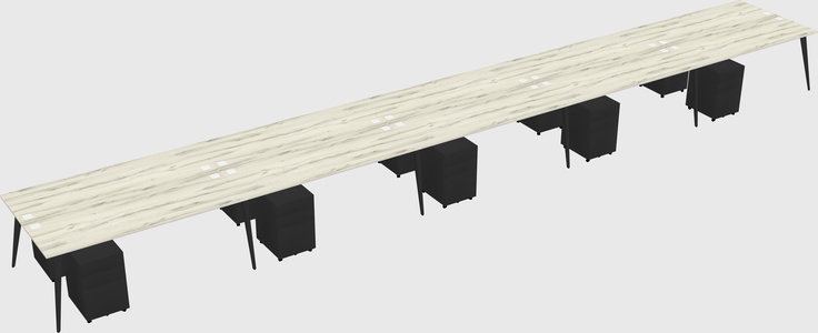 Shared rectangular office desk system