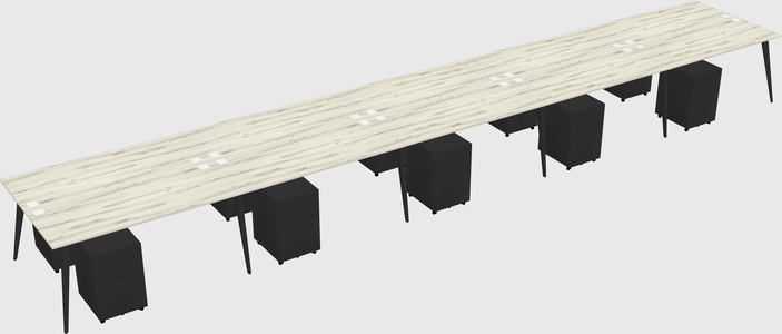 Shared rectangular office desk system