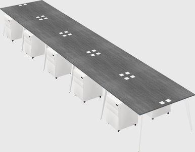 Shared rectangular office desk system