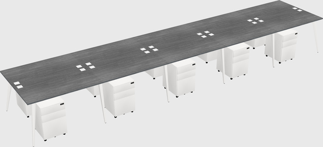 Shared rectangular office desk system