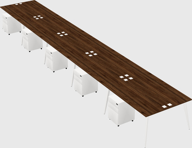 Shared rectangular office desk system