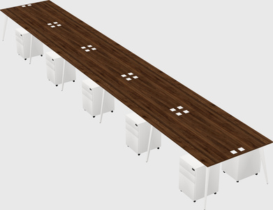 Shared rectangular office desk system