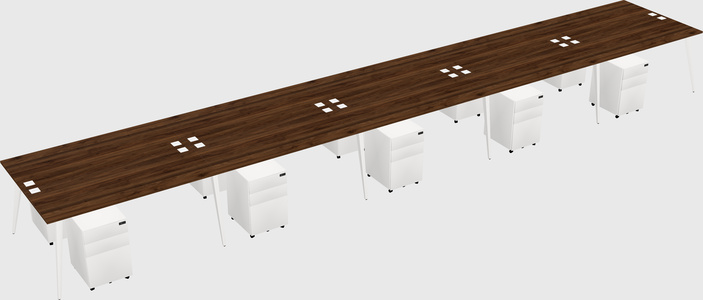 Shared rectangular office desk system