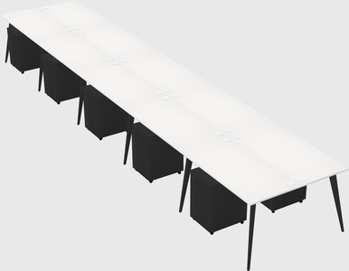 Shared rectangular office desk system
