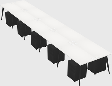 Shared rectangular office desk system