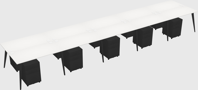 Shared rectangular office desk system