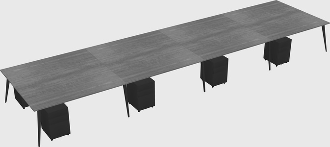 Shared rectangular office desk system