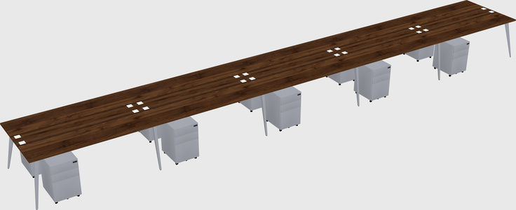 Shared rectangular office desk system