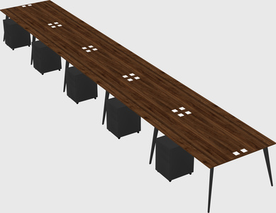 Shared rectangular office desk system