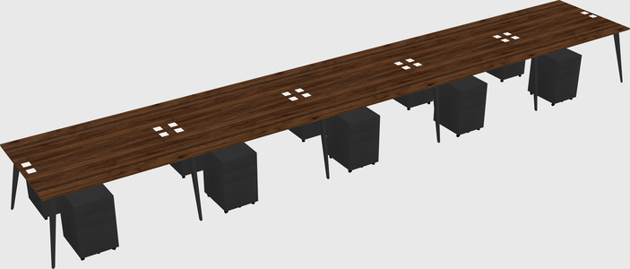 Shared rectangular office desk system