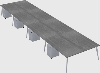 Shared rectangular office desk system