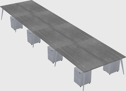 Shared rectangular office desk system