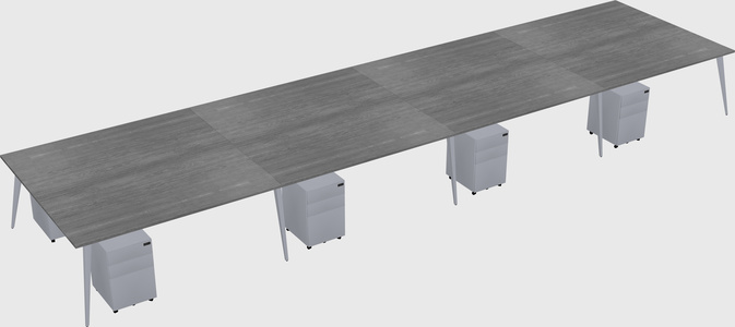 Shared rectangular office desk system