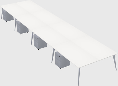 Shared rectangular office desk system